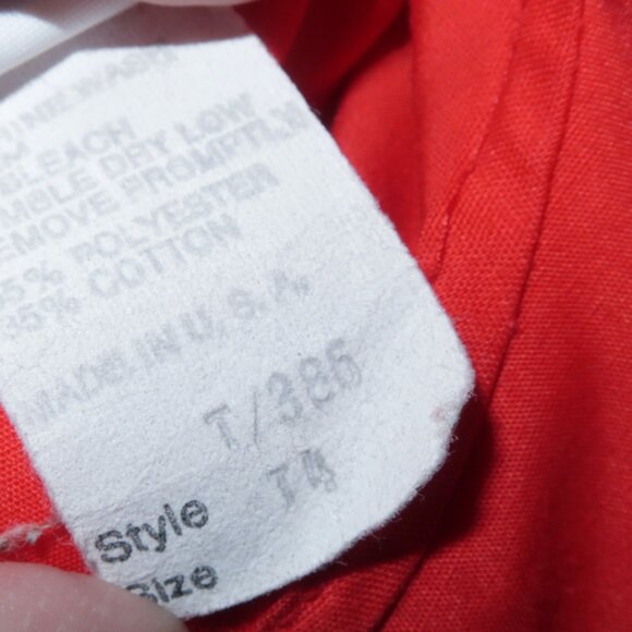 Vintage Girls Bryan Red White 2pc Pinafore Ruffled Holiday Dress Lace Trim sz 4T - Picture 7 of 7